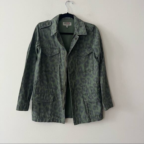UO Ecote Army Green Leopard Utility Jacket - Picture 2 of 5